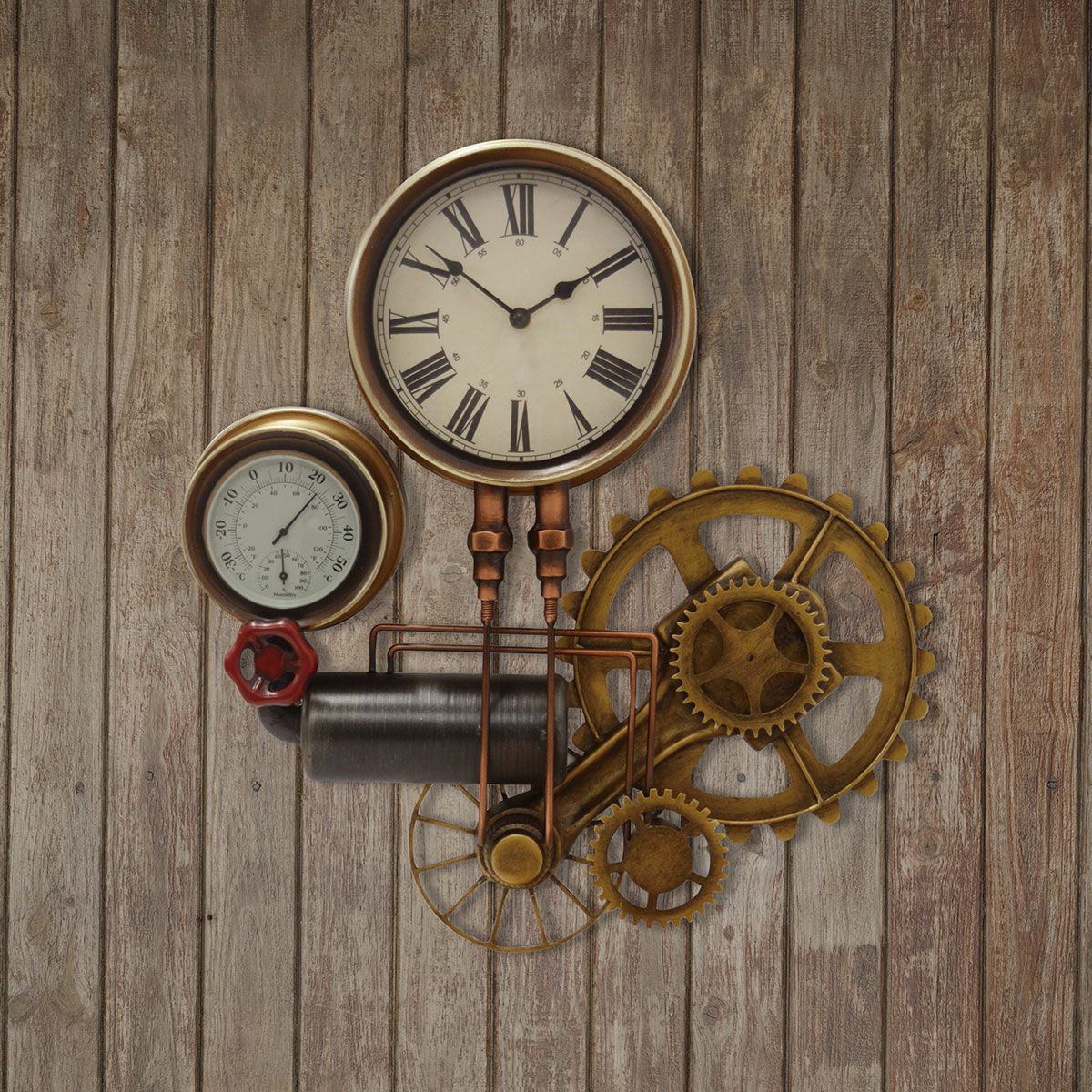 ウォールクロック ホワイト／steampunk（スチームパンク 