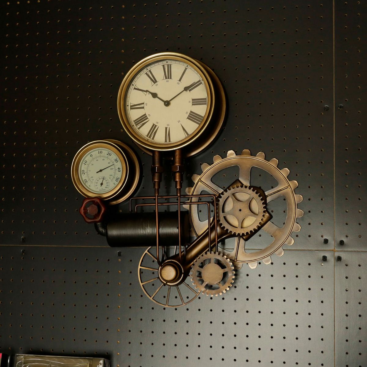 ウォールクロック ホワイト／steampunk（スチームパンク