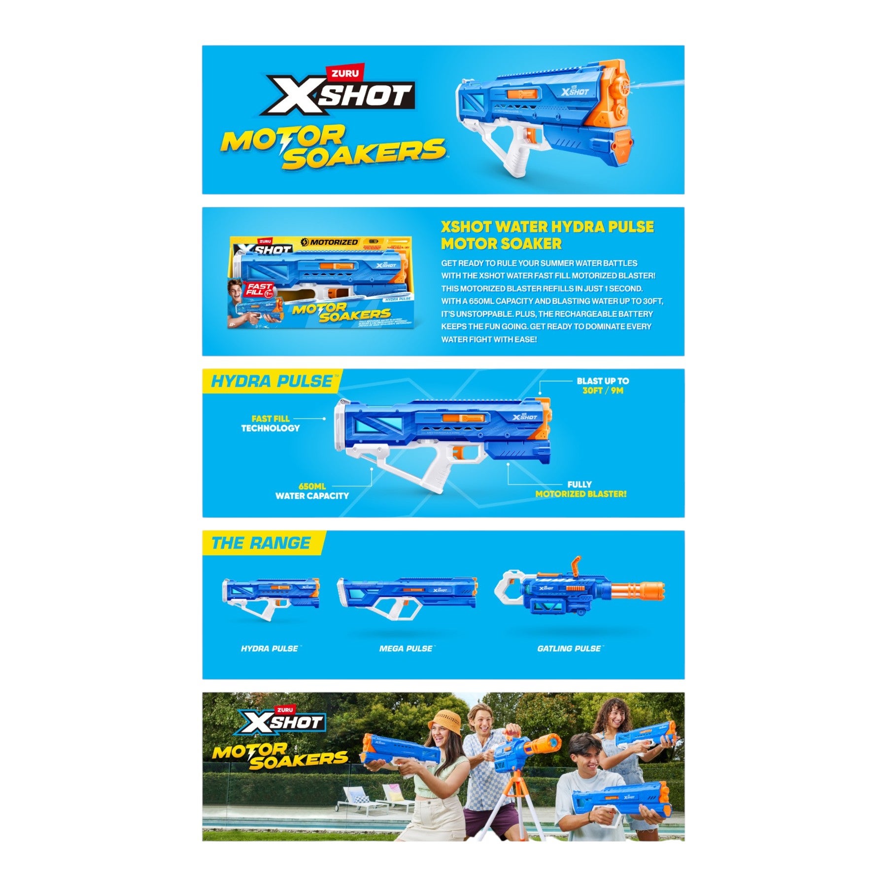 XSHOT ウォーターガン ハイドラパルス モーターソーカー 電動水鉄砲