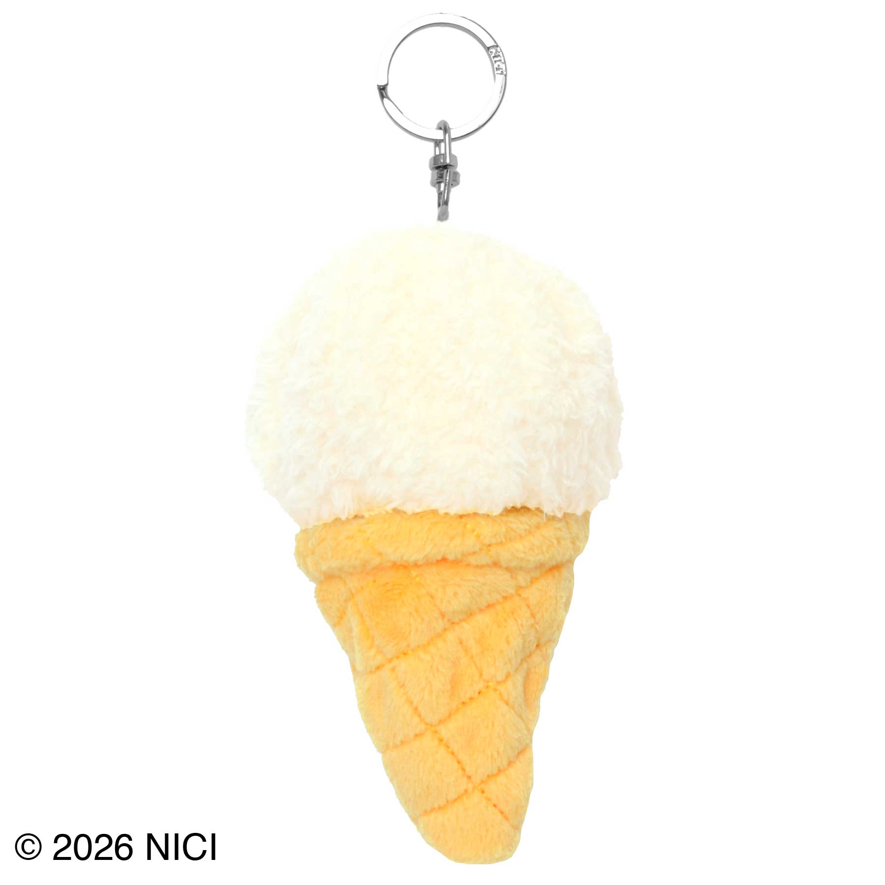 アイスクリームディスプレイ　バニラホワイト 行燈　かわいい キーホルダー アイスクリーム バニラ +ハチドリ 6cm／NICI（ニキ