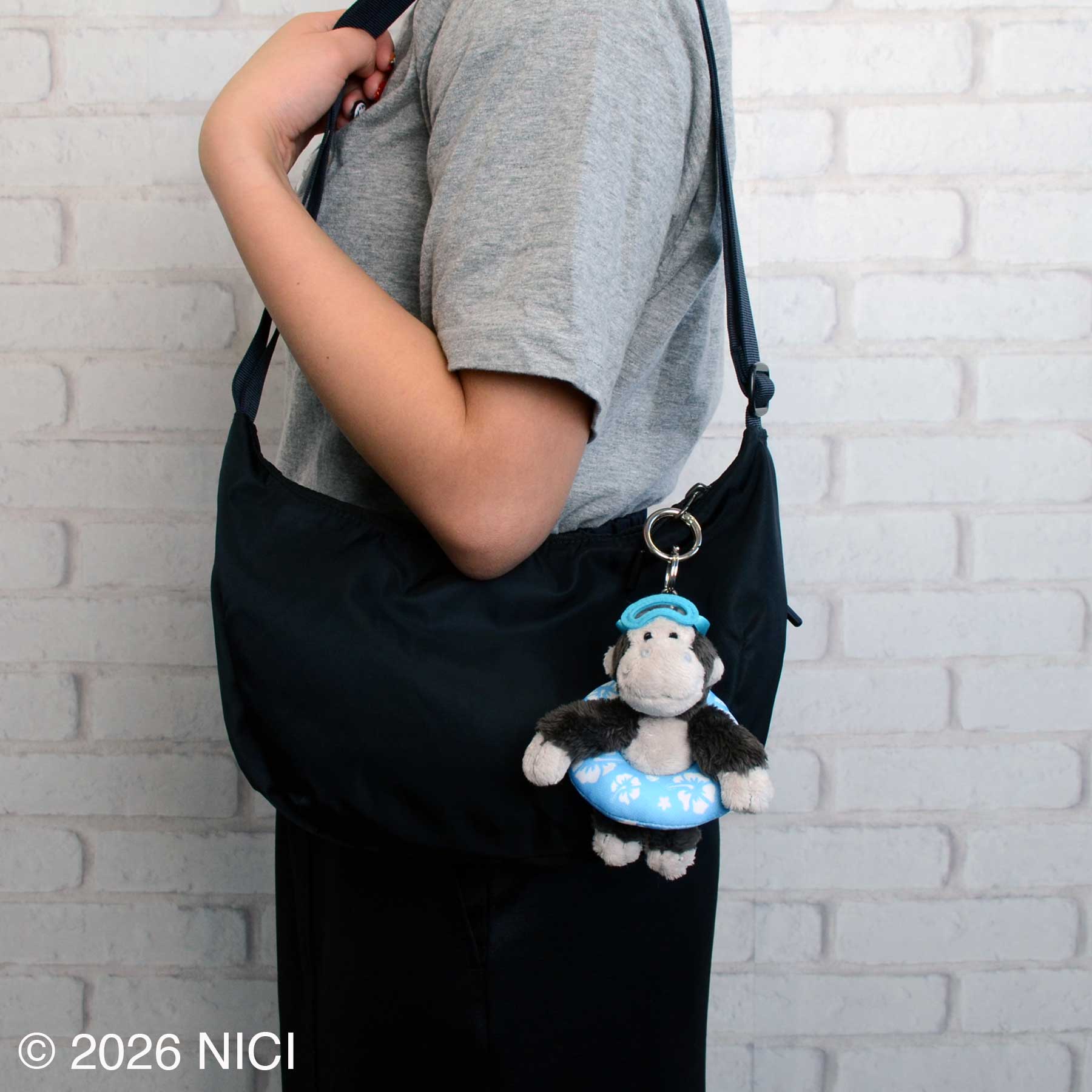 キーホルダー ゴリラ＋ウキワ ハイビスカス 10cm／NICI（ニキ